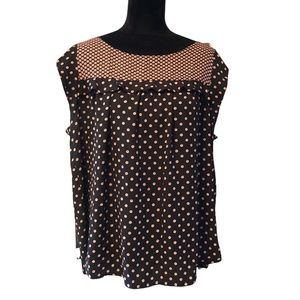 Ann Taylor Black and Orange Polka Dot Blouse